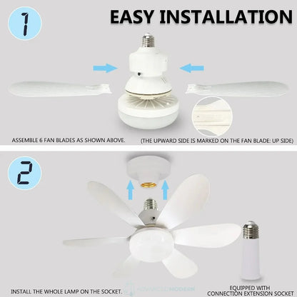 Zephyrair™ Portable Ceiling Fan and Light 2 in 1