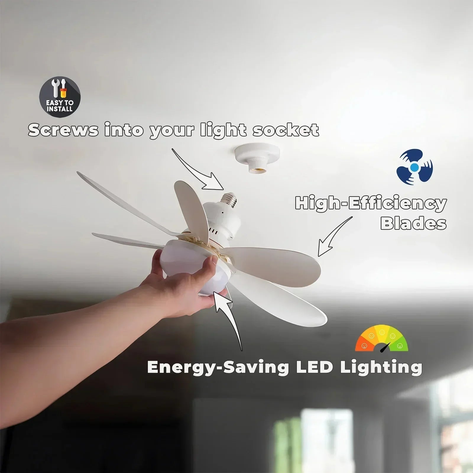 Zephyrair™ Portable Ceiling Fan and Light 2 in 1